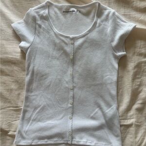 Abercrombie Kids White Short Sleeve Button-Up Tee